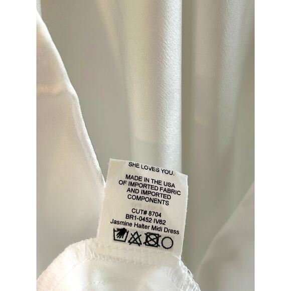 Show Me Your Mumu Jasmine Halter Midi Dress Ivory Luxe Satin M NWT - Picture 7 of 9